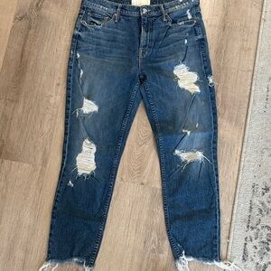 Distressed Dark Blue Women’s Jeans